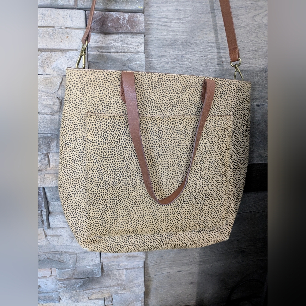 🏔️ Madewell Medium Transport Tote In Spotted Genuine Calf Hair Print